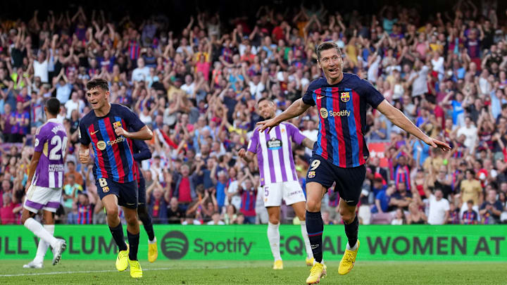 Lewandowski quase anotou um hat-trick contra o Valladolid