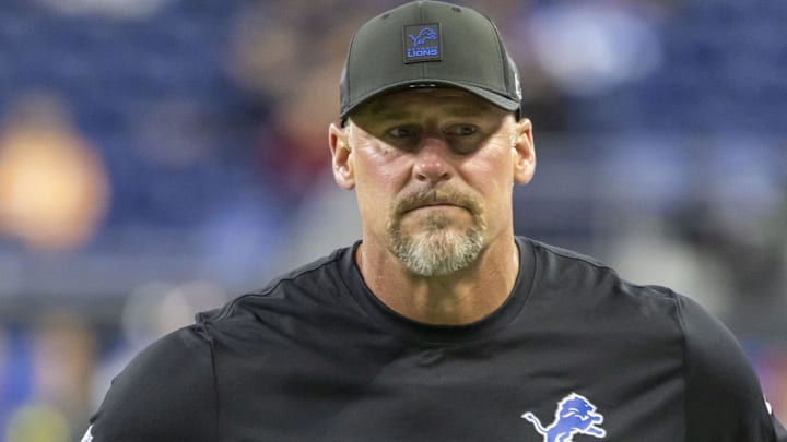 Oct 20, 2025; Detroit, Michigan, USA; Detroit Lions head coach Dan Campbell before the game against the Tampa Bay Buccaneers at Ford Field.