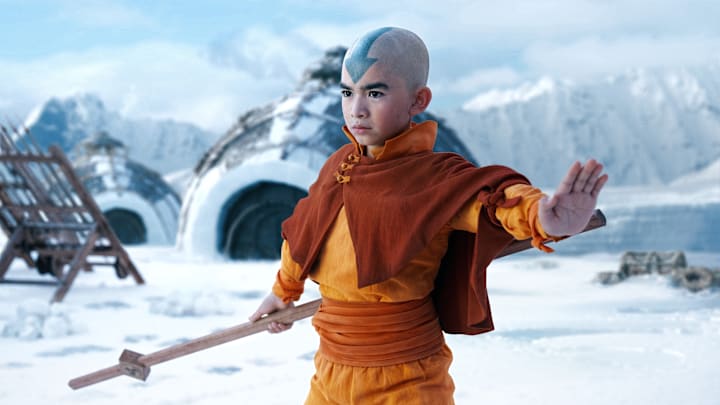 Avatar: The Last Airbender. Gordon Cormier as Aang in episode 101 of Avatar: The Last Airbender. Cr. Robert Falconer/Netflix © 2023