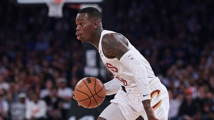 May 21, 2026; New York, New York, USA; Cleveland Cavaliers guard Dennis Schroder (8) dribbles against the New York Knicks during the second quarter of the eastern conference finals of the 2026 NBA playoffs at Madison Square Garden. Mandatory Credit: Vincent Carchietta-Imagn Images May 21, 2026; New York, New York, USA; Cleveland Cavaliers guard Dennis Schroder (8) dribbles against the New York Knicks during the second quarter of the eastern conference finals of the 2026 NBA playoffs at Madison Square Garden. Mandatory Credit: Vincent Carchietta-Imagn Images