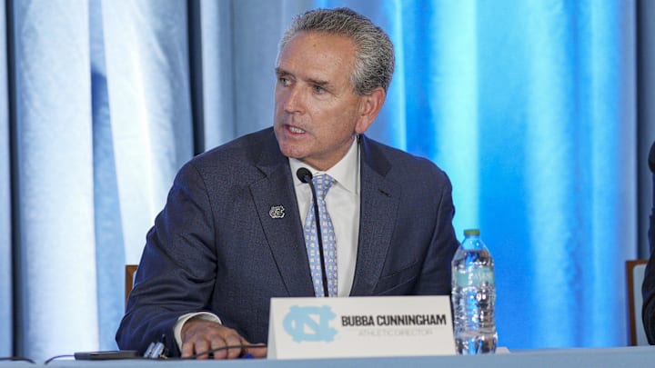 Dec 12, 2024; Chapel Hill, NC, USA; North Carolina athletic director Bubba Cunningham at Loudermilk Center for Excellence. Mandatory Credit: Jim Dedmon-Imagn Images