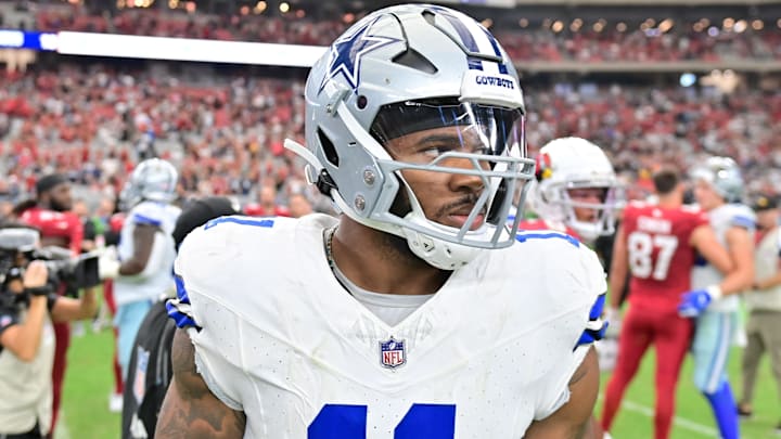 Sep 24, 2023; Glendale, Arizona, USA;  Dallas Cowboys linebacker Micah Parsons (11) looks on after losing to the Arizona Cardinals at State Farm Stadium. Mandatory Credit: Matt Kartozian-Imagn Images