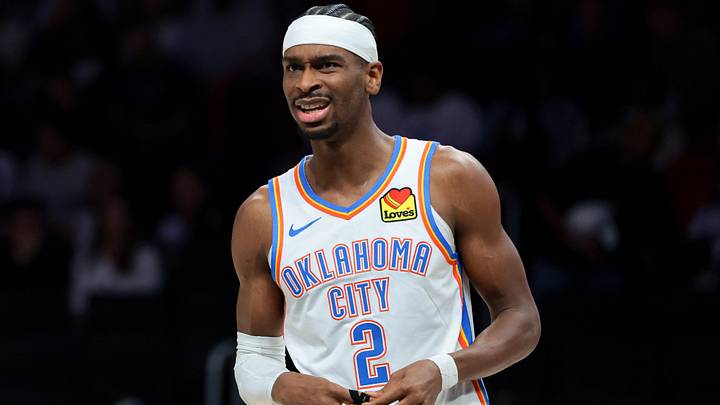 Jan 17, 2026; Miami, Florida, USA; Oklahoma City Thunder guard Shai Gilgeous-Alexander (2) reacts against the Miami Heat during the first quarter at Kaseya Center. Mandatory Credit: Sam Navarro-Imagn Images