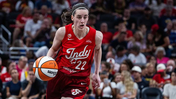 Aug 28, 2026; Indianapolis, Indiana, USA;  Indiana Fever guard Caitlin Clark (22) dribbles the ball in the second half against the Connecticut Sun at Gainbridge Fieldhouse.  Mandatory Credit: Trevor Ruszkowski-Imagn Images