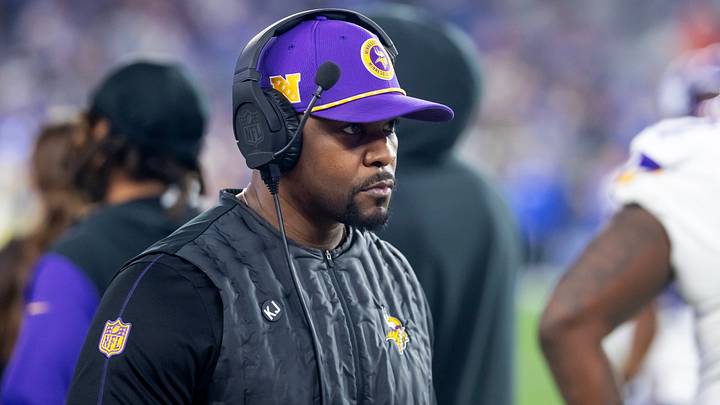 Minnesota Vikings defensive coordinator Brian Flores against the Los Angeles Rams during an NFC wild card game at State Farm Stadium. Minnesota Vikings defensive coordinator Brian Flores against the Los Angeles Rams during an NFC wild card game at State Farm Stadium.