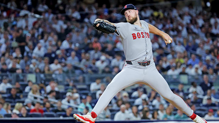 Sep 30, 2025; Bronx, New York, USA; Boston Red Sox pitcher Garrett Crochet (35) throws a pitch during the fourth inning against the New York Yankees during game one of the Wildcard round for the 2025 MLB playoffs at Yankee Stadium. Mandatory Credit: Brad Penner-Imagn Images Sep 30, 2025; Bronx, New York, USA; Boston Red Sox pitcher Garrett Crochet (35) throws a pitch during the fourth inning against the New York Yankees during game one of the Wildcard round for the 2025 MLB playoffs at Yankee Stadium. Mandatory Credit: Brad Penner-Imagn Images
