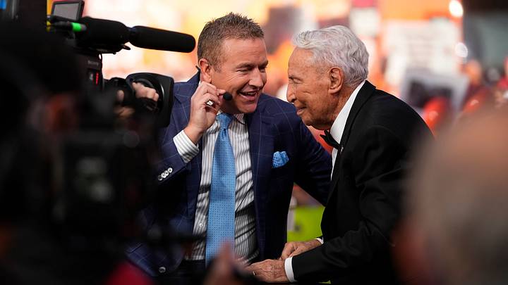 Kirk Herbstreit talks to Lee Corso on the set of ESPN College GameDay prior to the NCAA football game between the Ohio State Buckeyes and the Texas Longhorns at Ohio Stadium on Aug. 30, 2025. Kirk Herbstreit talks to Lee Corso on the set of ESPN College GameDay prior to the NCAA football game between the Ohio State Buckeyes and the Texas Longhorns at Ohio Stadium on Aug. 30, 2025.