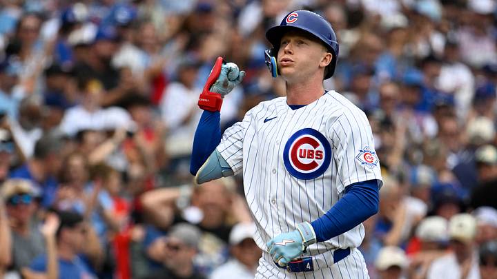 Aug 29, 2026; Chicago, Illinois, USA; Chicago Cubs center fielder Pete Crow-Armstrong (4) reacts after hitting a home run during the first inning against the Cincinnati Reds at Wrigley Field. Mandatory Credit: Matt Marton-Imagn Images Aug 29, 2026; Chicago, Illinois, USA; Chicago Cubs center fielder Pete Crow-Armstrong (4) reacts after hitting a home run during the first inning against the Cincinnati Reds at Wrigley Field. Mandatory Credit: Matt Marton-Imagn Images