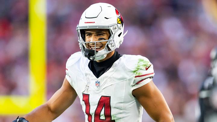 Dec 21, 2025; Glendale, Arizona, USA; Arizona Cardinals wide receiver Michael Wilson (14) against the Atlanta Falcons at State Farm Stadium. Mandatory Credit: Mark J. Rebilas-Imagn Images Dec 21, 2025; Glendale, Arizona, USA; Arizona Cardinals wide receiver Michael Wilson (14) against the Atlanta Falcons at State Farm Stadium. Mandatory Credit: Mark J. Rebilas-Imagn Images