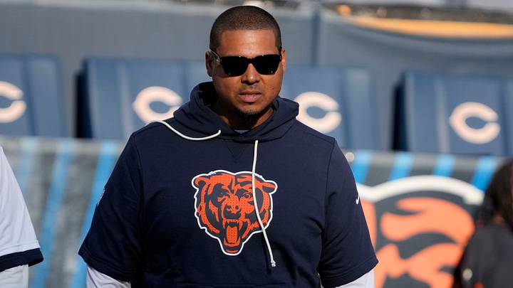 Sep 8, 2025; Chicago, Illinois, USA; Chicago Bears general manager Ryan Poles before the game at Soldier Field. Mandatory Credit: David Banks-Imagn Images Sep 8, 2025; Chicago, Illinois, USA; Chicago Bears general manager Ryan Poles before the game at Soldier Field. Mandatory Credit: David Banks-Imagn Images