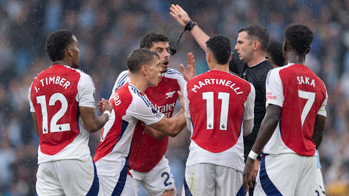 Leandro Trossard was sent off against Man City