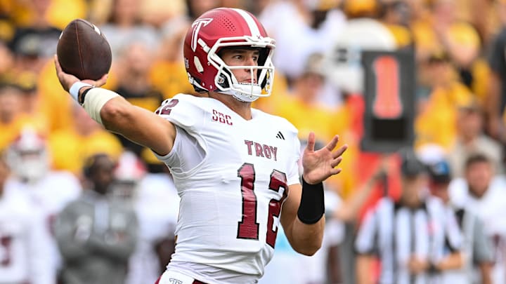 Troy Trojans quarterback Matthew Caldwell (12)