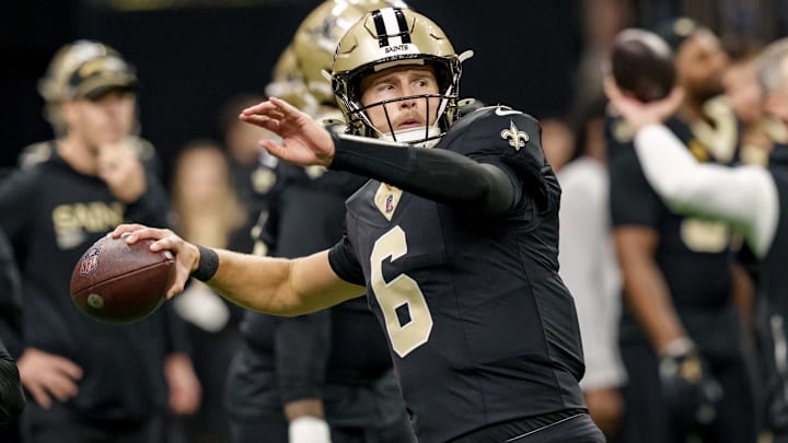 Dec 14, 2025; New Orleans, Louisiana, USA; New Orleans Saints quarterback Tyler Shough (6) throws a ball before the game against the Carolina Panthers at Caesars Superdome. Mandatory Credit: Matthew Hinton-Imagn Images Dec 14, 2025; New Orleans, Louisiana, USA; New Orleans Saints quarterback Tyler Shough (6) throws a ball before the game against the Carolina Panthers at Caesars Superdome. Mandatory Credit: Matthew Hinton-Imagn Images