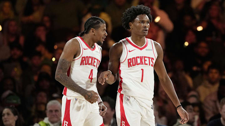 Houston Rockets forward Amen Thompson (1) and guard Jalen Green are great prop targets tonight.