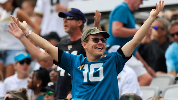 Jacksonville Jaguars fans react to a play call during the third quarter of an NFL football matchup Sunday, Sept. 15, 2024 at EverBank Stadium in Jacksonville, Fla. The Browns defeated the Jaguars 18-13. [Corey Perrine/Florida Times-Union]