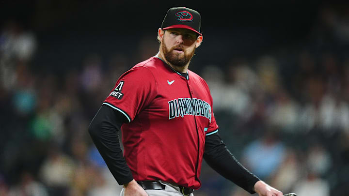 Sep 17, 2024; Denver, Colorado, USA; Arizona Diamondbacks starting pitcher Jordan Montgomery (52) leaves the mound in the fifth inning against the Colorado Rockies at Coors Field.