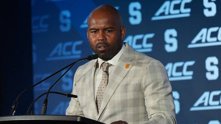 Jul 16, 2026; Charlotte, NC, USA; Syracuse head coach Fran Brown speaks to the media during Media Day at Hilton Charlotte Uptown. Mandatory Credit: Jim Dedmon-Imagn Images Jul 16, 2026; Charlotte, NC, USA; Syracuse head coach Fran Brown speaks to the media during Media Day at Hilton Charlotte Uptown. Mandatory Credit: Jim Dedmon-Imagn Images