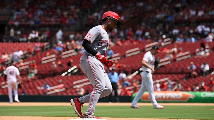 Jul 26, 2026; St. Louis, Missouri, USA; Cincinnati Reds third baseman Ke'bryan Hayes (3) rounds third base after hitting a solo home run against the St. Louis Cardinals in the fifth inning at Busch Stadium. Mandatory Credit: Joe Puetz-Imagn Images Jul 26, 2026; St. Louis, Missouri, USA; Cincinnati Reds third baseman Ke'bryan Hayes (3) rounds third base after hitting a solo home run against the St. Louis Cardinals in the fifth inning at Busch Stadium. Mandatory Credit: Joe Puetz-Imagn Images