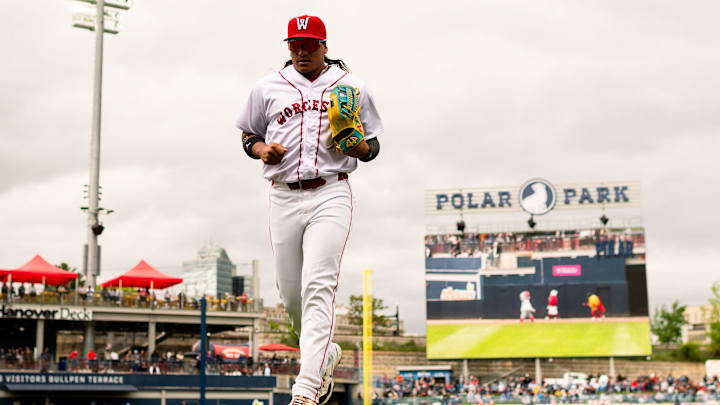 WooSox player Jhostynxon Garcia comes off the field at Polar Park during a game on May 25, 2025. The player nicknamed 'The Password' is starting to get pregame work in playing first base with Triple-A Worcester. WooSox player Jhostynxon Garcia comes off the field at Polar Park during a game on May 25, 2025. The player nicknamed 'The Password' is starting to get pregame work in playing first base with Triple-A Worcester.