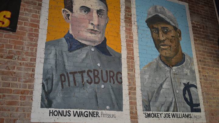 Piedmont Delicatessen is designed around an old Piedmont Tobacco mural discovered in the building. The tobacco company was famous for including baseball cards in packs of cigarettes, the most valuable of which depicted Pittsburg Pirates player Honus Wagner, owners said. Piedmont Delicatessen is designed around an old Piedmont Tobacco mural discovered in the building. The tobacco company was famous for including baseball cards in packs of cigarettes, the most valuable of which depicted Pittsburg Pirates player Honus Wagner, owners said.