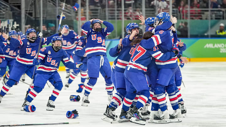 Twelve years after losing to Canada in overtime in the gold medal final, the U.S. celebrated a golden goal of its own.