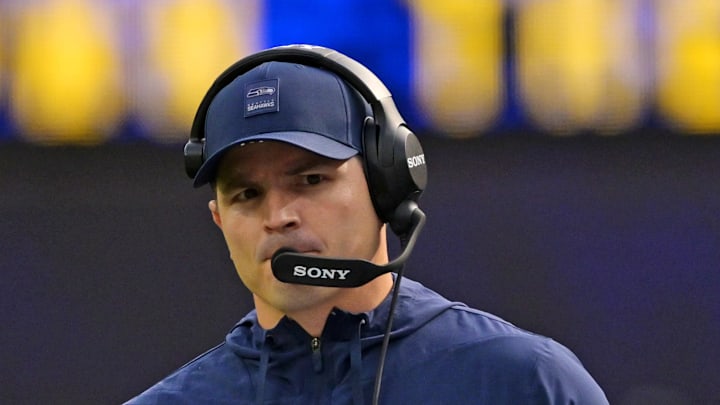 Seattle Seahawks head coach Mike Macdonald on the sidelines