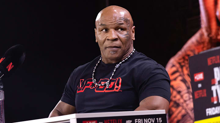 Mike Tyson vs Jake Paul press conference during Fanatics Fest in New York City on August 19, 2024.