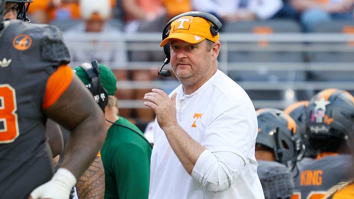 Oct 3, 2026; Knoxville, Tennessee, USA;  Tennessee Volunteers head coach Josh Heupel during the second half against the Auburn Tigers at Neyland Stadium.  Mandatory Credit: Randy Sartin-Imagn Images