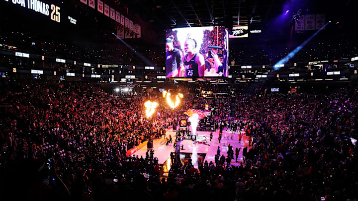 Las Vegas Aces play the Phoenix Mercury in Game Four of the WNBA Finals at Mortgage Matchup Center on Oct. 10, 2025, in Phoenix.
