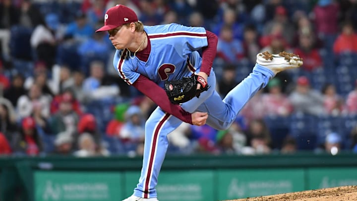 Apr 11, 2024; Philadelphia, Pennsylvania, USA; Philadelphia Phillies pitcher Nick Nelson (57) throws a pitch during the ninth inning against the Pittsburgh Pirates during the ninth inning at Citizens Bank Park Apr 11, 2024; Philadelphia, Pennsylvania, USA; Philadelphia Phillies pitcher Nick Nelson (57) throws a pitch during the ninth inning against the Pittsburgh Pirates during the ninth inning at Citizens Bank Park