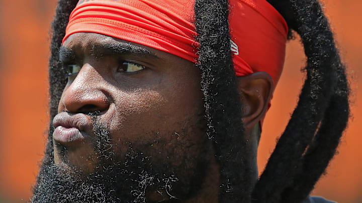 Cleveland Browns wide receiver Diontae Johnson (16) walks off the field after practice at NFL minicamp, Wednesday, June 11, 2025, in Berea, Ohio.
