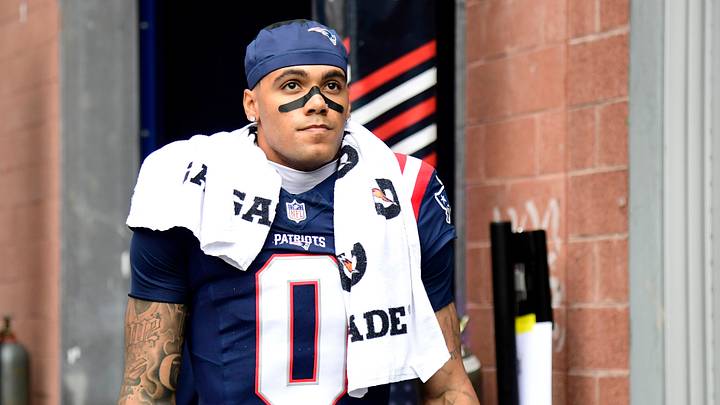 Sep 20, 2026; Foxborough, Massachusetts, USA;  New England Patriots cornerback Christian Gonzalez (0) looks on prior to the game against the Pittsburgh Steelers at Gillette Stadium.  Mandatory Credit: Bob DeChiara-Imagn Images