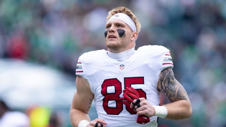 Dec 31, 2023; Philadelphia, Pennsylvania, USA; Arizona Cardinals tight end Trey McBride (85) before action against the Philadelphia Eagles at Lincoln Financial Field. Mandatory Credit: Bill Streicher-USA TODAY Sports