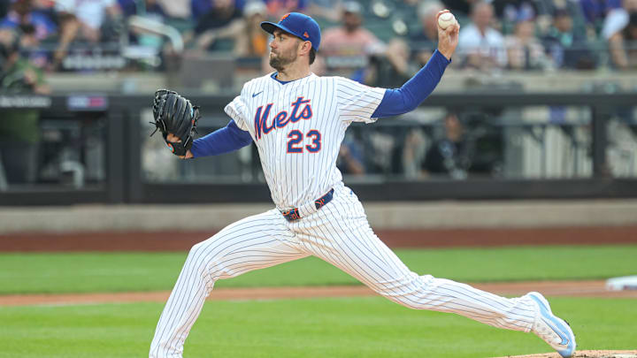 Jun 11, 2025; New York City, New York, USA; New York Mets starting pitcher David Peterson (23) delivers a pitch during the first inning against the Washington Nationals at Citi Field. Mandatory Credit: Vincent Carchietta-Imagn Images Jun 11, 2025; New York City, New York, USA; New York Mets starting pitcher David Peterson (23) delivers a pitch during the first inning against the Washington Nationals at Citi Field. Mandatory Credit: Vincent Carchietta-Imagn Images