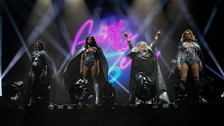GIRLS5EVA. (L to R) Sara Bareilles as Dawn, Renée Elise Goldsberry as Wickie, Paula Pell as Gloria and Busy Philipps as Summer in Episode 306 of GIRLS5EVA