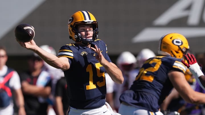 Cal quarterback Fernando Mendoza was not sacked in the first three quarters against North Carolina State but was sacked three times in the fourth quarter.