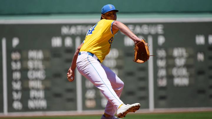 Jun 27, 2026; Boston, Massachusetts, USA;  Boston Red Sox pitcher Jake Bennett (64) pitches during the first inning against the New York Yankees at Fenway Park. Mandatory Credit: Bob DeChiara-Imagn Images