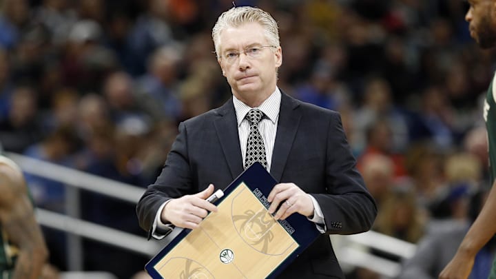 Mar 14, 2018; Orlando, FL, USA; Milwaukee Bucks head coach Joe Prunty looks on against the Orlando Magic during the second half at Amway Center. Mandatory Credit: Kim Klement-Imagn Images