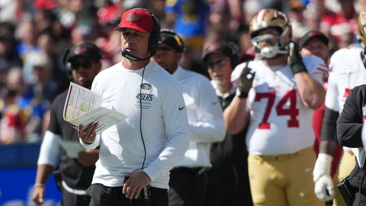 Sep 11, 2026; Melbourne, AUS; San Francisco 49ers head coach Kyle Shanahan in the first half at Melbourne Cricket Ground. Mandatory Credit: Kirby Lee-Imagn Images Sep 11, 2026; Melbourne, AUS; San Francisco 49ers head coach Kyle Shanahan in the first half at Melbourne Cricket Ground. Mandatory Credit: Kirby Lee-Imagn Images