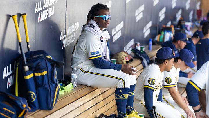 Feb 27, 2026; Phoenix, Arizona, USA; Milwaukee Brewers infielder Jesus Made sits in the dugout against the Chicago White Sox during a spring training game at American Family Fields of Phoenix. Mandatory Credit: Mark J. Rebilas-Imagn Images Feb 27, 2026; Phoenix, Arizona, USA; Milwaukee Brewers infielder Jesus Made sits in the dugout against the Chicago White Sox during a spring training game at American Family Fields of Phoenix. Mandatory Credit: Mark J. Rebilas-Imagn Images