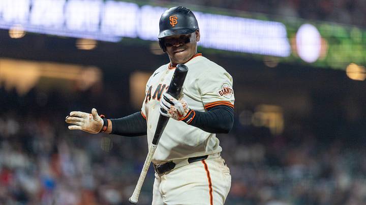 Aug 10, 2026; San Francisco, California, USA; San Francisco Giants first baseman Rafael Devers (16) is frustrated during the eighth inning against the Houston Astros at Oracle Park. Mandatory Credit: Bob Kupbens-Imagn Images Aug 10, 2026; San Francisco, California, USA; San Francisco Giants first baseman Rafael Devers (16) is frustrated during the eighth inning against the Houston Astros at Oracle Park. Mandatory Credit: Bob Kupbens-Imagn Images