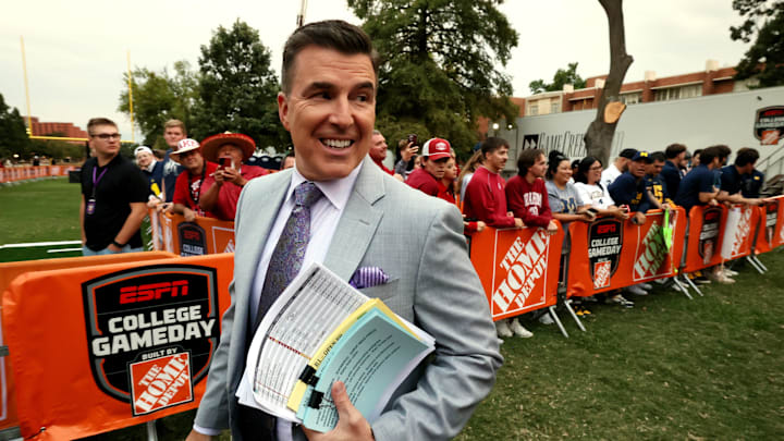 Reece Davis arrives at ESPN College GameDay ahead of the University of Oklahoma-Michigan College football game on Sep 6, 2025 in Norman.