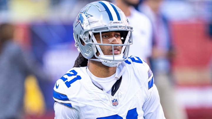 Dallas Cowboys cornerback Stephon Gilmore warms up before the game against the San Francisco 49ers