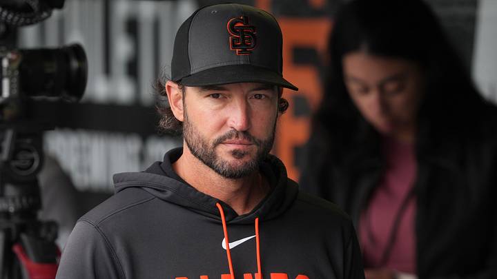 Aug 15, 2026; San Francisco, California, USA; San Francisco Giants manager Tony Vitello (23) before the game against the Colorado Rockies at Oracle Park. Mandatory Credit: Darren Yamashita-Imagn Images