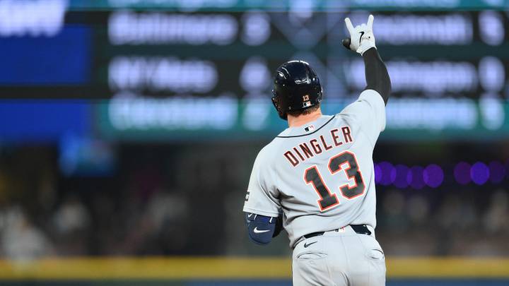 Aug 4, 2026; Seattle, Washington, USA; Detroit Tigers catcher Dillon Dingler (13) runs the bases after hitting a home run against the Seattle Mariners during the ninth inning at T-Mobile Park. Mandatory Credit: Steven Bisig-Imagn Images Aug 4, 2026; Seattle, Washington, USA; Detroit Tigers catcher Dillon Dingler (13) runs the bases after hitting a home run against the Seattle Mariners during the ninth inning at T-Mobile Park. Mandatory Credit: Steven Bisig-Imagn Images