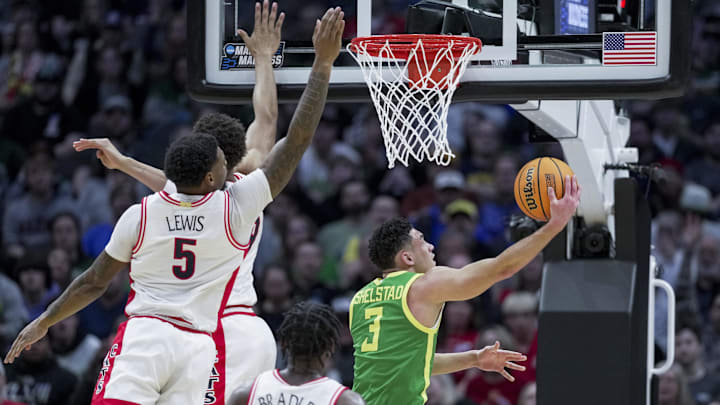 A three-level scorer with great court sense, Jackson Shelstad has NBA dreams, but he has to show improvement in his senior year to realize them.  Mandatory Credit: Stephen Brashear-Imagn Images