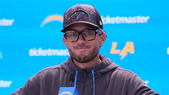 Jul 31, 2026; El Segundo, CA, USA; Los Angeles Chargers offensive coordinator Mike McDaniel during training camp press conference at The Bolt. Mandatory Credit: Kirby Lee-Imagn Images Jul 31, 2026; El Segundo, CA, USA; Los Angeles Chargers offensive coordinator Mike McDaniel during training camp press conference at The Bolt. Mandatory Credit: Kirby Lee-Imagn Images