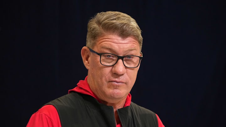 Tampa Bay Buccaneers general manager Jason Licht speaks during the NFL Scouting Combine.