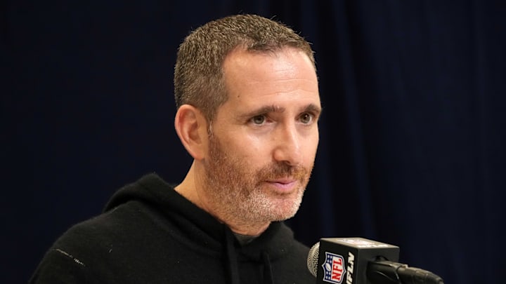 Feb 25, 2025; Indianapolis, IN, USA; Philadelphia Eagles general manager Howie Roseman speaks during the NFL Scouting Combine at the Indiana Convention Center. Mandatory Credit: Kirby Lee-Imagn Images