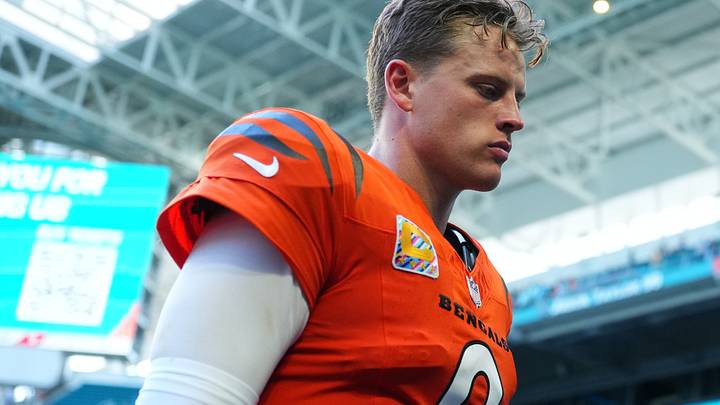 Oct 11, 2026; Miami Gardens, Florida, USA; Cincinnati Bengals quarterback Joe Burrow (9) walks off the field after the game against the Miami Dolphins at Hard Rock Stadium. Mandatory Credit: Rich Storry-Imagn Images Oct 11, 2026; Miami Gardens, Florida, USA; Cincinnati Bengals quarterback Joe Burrow (9) walks off the field after the game against the Miami Dolphins at Hard Rock Stadium. Mandatory Credit: Rich Storry-Imagn Images